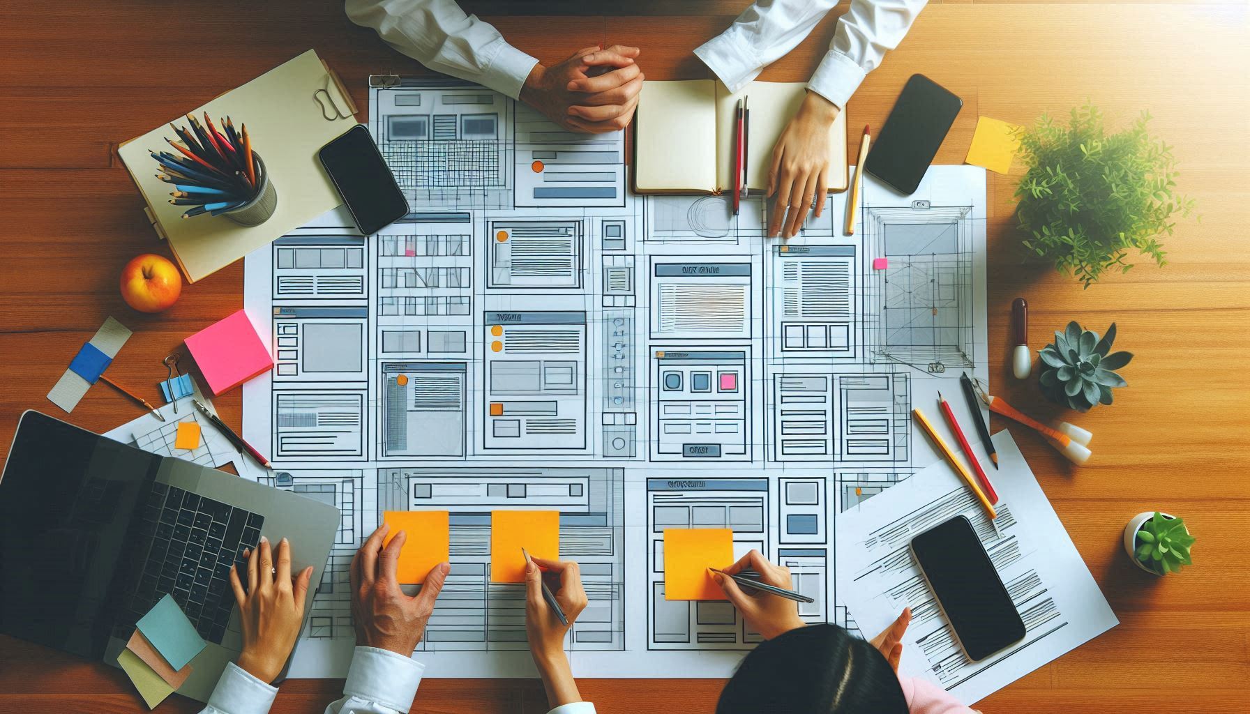 London business team working on website planning