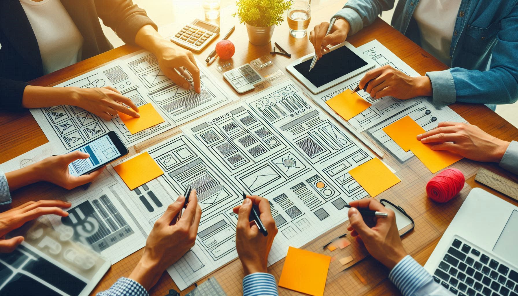 Web design team working together on a professional business website